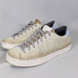 P448 Snakeskin Low Top Sneakers Women's EU 37 Cream Silver Cork